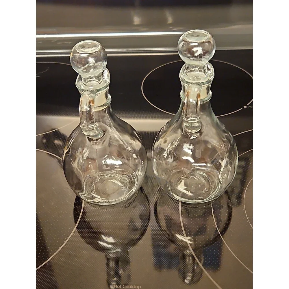 Vintage Anchor Hocking Cruet Set W/ Stoppers Oil & Vinegar Serving Set